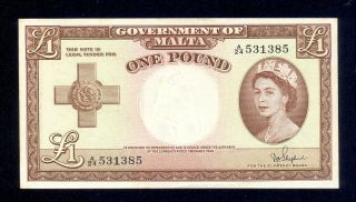 Malta (government Of Malta) One Pound 1954 Signed Shepherd A/unc.