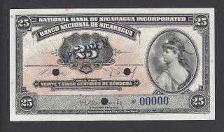 Nicaragua 25 Centiavos Banco Nacional De Nicaragua Nd 1938 P88s Specimen Unc
