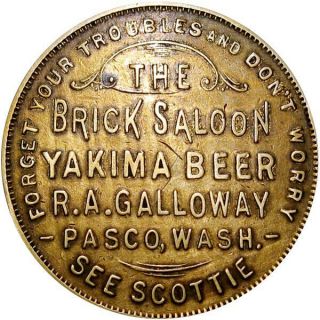 Pre 1933 Pasco Washington Good Luck Swastika Token Brick Saloon Yakima Beer