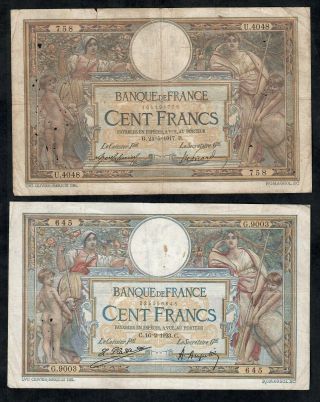 100 Francs Luc Olivier Merson 1923 - 1917 Early Dates Better Type