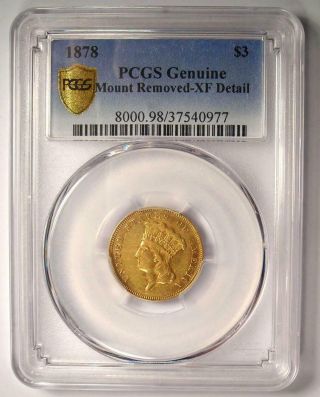 1878 Three Dollar Indian Gold Coin $3 - Certified PCGS XF Details - Rare 2