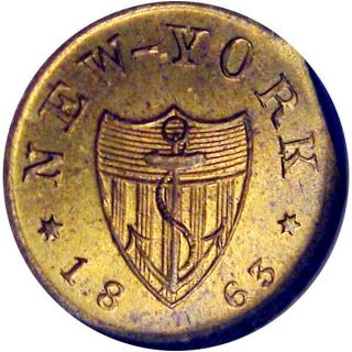1863 York City Civil War Token Ed Schaaf Union Shield Brass Ngc Ms65