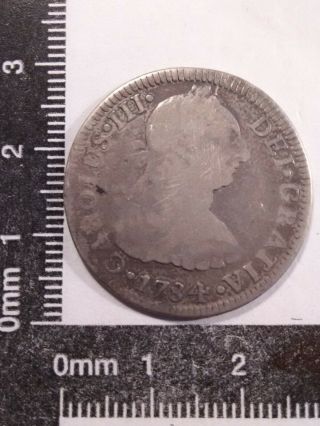 1784 - Mo Ff 2 Reales Silver Coin Mexico Km - 88.  2