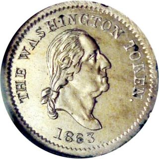 1863 The Washington Token Patriotic Civil War Token R9 German Silver Ngc