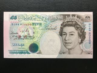 Gb Bank Of England 1991 £5 Five Pounds Banknote Unc S/n Bj48 824499