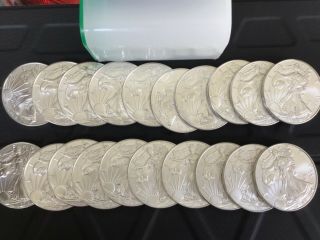 Roll Of 20 - 2018 1 Oz Pure Silver American Eagle $1 In Tube