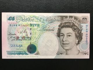 Gb Bank Of England 1991 £5 Five Pounds Banknote Unc S/n Bj48 824497