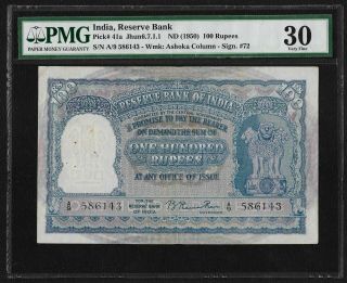India Republic 1950,  100 Rupees,  Bombay Pmg Vf 30 B Rama Rau Elephants,  P 41a