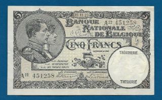 Belgium 5 Francs 1929 P97b Sign H Staquet - Louis Franck Vintage Belgian Note
