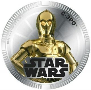 2011 Niue $1 Star Wars C - 3po Emperor Palpatine & Chewbacca 9 Silver Plated Coins
