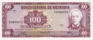 Nicaragua 100 Cordobas 1972 Unc Gem Note