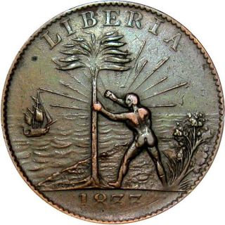 1833 Liberia Freed Slave Colony Cent Hard Times Token Ch - 5