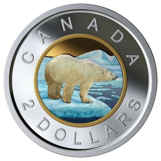 Canada 2019 $2 99.  99 Proof Silver Coloured Toonie Heavy Cameo Coin
