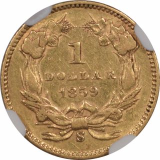 1859 - S $1 GOLD DOLLAR NGC XF - 45 RARE DATE 3