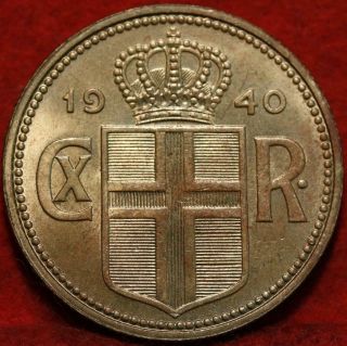 Uncirculated 1940 Iceland 2 Kronur Foreign Coin