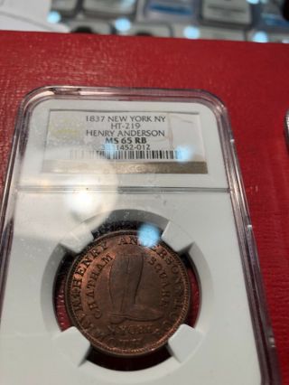 L - 107 HTT Hard Times Token Mostly Red— NGC 65RB ONE OF FINEST KNOWN 2