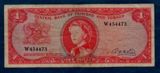 Trinidad & Tobago Banknote 1 Dollar 1964 F,