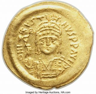 BYZANTINE EMPIRE JUSTIN II GOLD 1 SOLIDUS COIN 567 - 578 A.  D.  S 376 3
