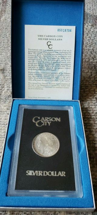 Gsa 1885 - Cc Morgan Silver Dollar Uncirculated Carson City Ogp And