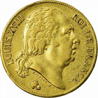 [ 497602] Coin,  France,  Louis Xviii,  20 Francs,  1818,  Paris,  Ef (40 - 45),  Gold