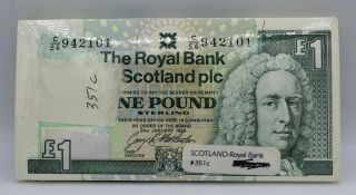 Royal Bank of Scotland 1 Pound (1996) Consecutive Pack of 100 Uncirculated P - 351 3