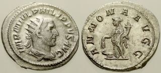 026.  Roman Silver Coin.  Philip I.  Ar Antoninianus.  Rome.  Annona.  Ef