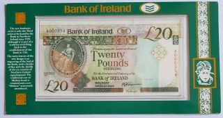 Ireland - Northern - 20 Pound - A000354 - 1st Day Bank Presentation Pack 9.  5.  1991,  Scarce