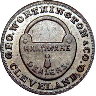 1863 Cleveland Ohio Civil War Token Geo Worthington & Co Padlock
