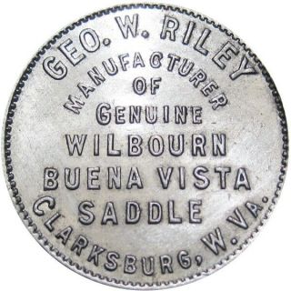 Pre 1933 Clarksburg West Virginia Good Luck Swastika Token Riley Wilbourn Saddle