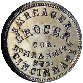1863 Cincinnati Ohio Civil War Token B Kreager R9 Tin Plate Ngc