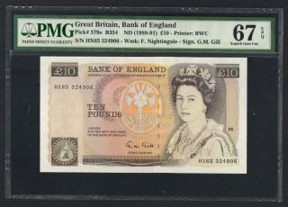 Great Britain,  Bank Of England,  10 Pounds.  1988 - 91,  P379e,  Pmg 67epq
