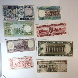 Old Foreign Money Bank Notes (india,  Chile,  Somalia)