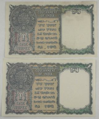 Four (4) British India 1940 (ND) 1 Rupee Pick 25d Crisp UNC Consecutive Numbers 3