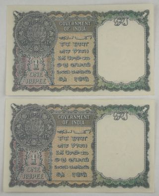 Four (4) British India 1940 (ND) 1 Rupee Pick 25d Crisp UNC Consecutive Numbers 5