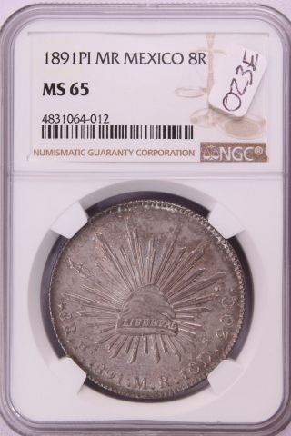 Mexico 1891 Potosi Pi MR Silver 8 Reales MS 65 NGC GEM 023E 3