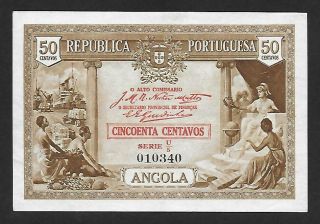 Angola - Portugal - 50 Centavos - 1923 - N.  010340 - Serial - U/5 - P.  63 - A Unc