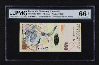 2009 Bermuda Monetary Authority 50 Dollars Pick 61a Pmg 66 Epq Gem Unc