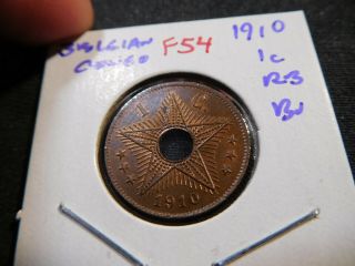 F54 Belgian Congo 1910 Cent Bu Red Brown