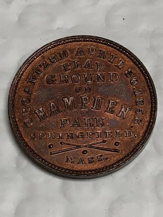 1858 Springfield Ma Pioneer Baseball Club Token By Bolen 3