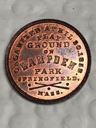 1858 Springfield Ma Pioneer Baseball Club Token By Bolen 4