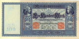 Germany 100 Mark Currency Banknote 1910 Cu - Choice