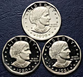 1979 - S 1980 - S 1981 - S Susan B.  Anthony Dollar Proofs 3