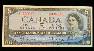 1954 Canadian $5 Dollar Bill - Beattie/rasminsky - Bc - 39b - A/s (bb 1159)