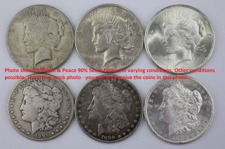 SILVER DOLLAR ROLL $20 MORGAN PEACE DOLLAR MIXED DATES COVERED END COINS 4