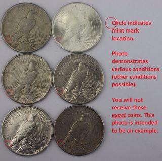 SILVER DOLLAR ROLL $20 MORGAN PEACE DOLLAR MIXED DATES COVERED END COINS 6