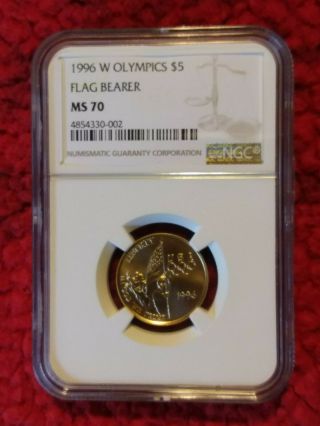 1996 W Olympics Flag Bearer $5 Gold Ngc Ms 70 Atlanta Rare