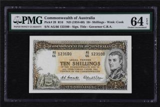 1954 - 60 Commonwealth Of Australia 10 Shillings Pick 29 Pmg 64 Epq Choice Unc