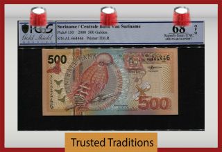 Tt Pk 150 2000 Suriname Centrale Bank 500 Gulden Pcgs 68 Opq Astounding Note