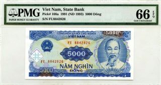 Vietnam 5000 Dong 1993 State Bank Gem Unc Pick 108a Lucky Money Value $66