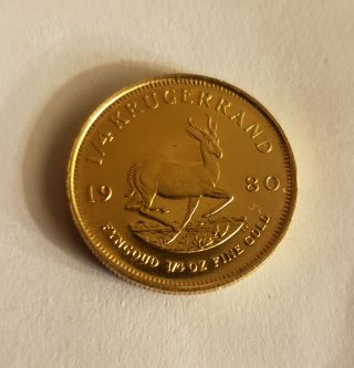 1980 1/4 Oz South African Krugerrand - Quarter Ounce Gold Coin